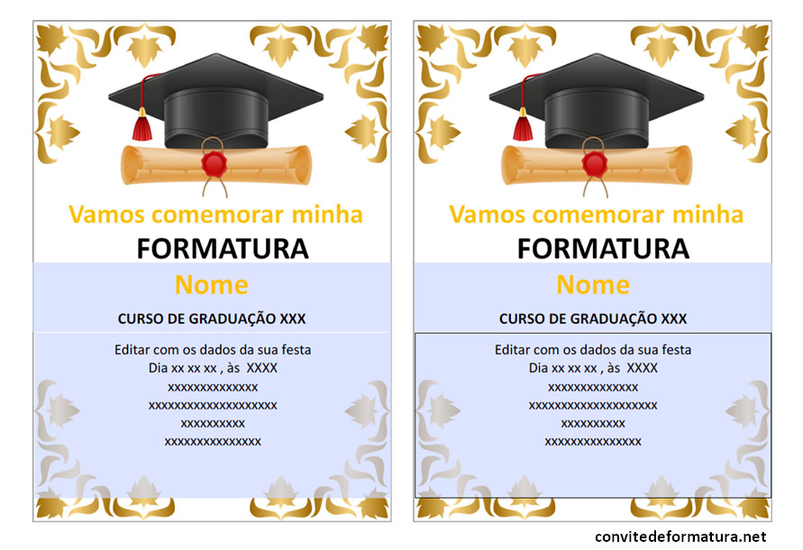 Convites De Formatura Grátis Modelos De Convite Grátis 🎓 7675