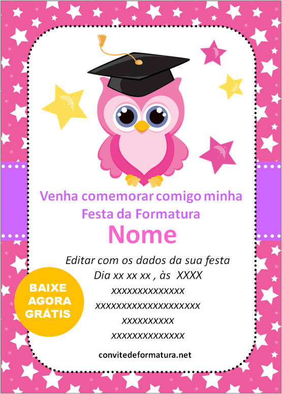 convite de formatura infantil