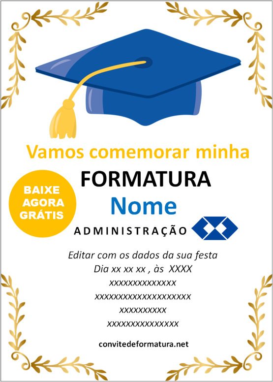 convite formatura Administração