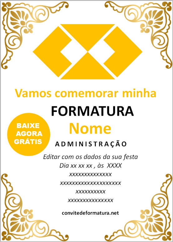 convite de formatura de Administração