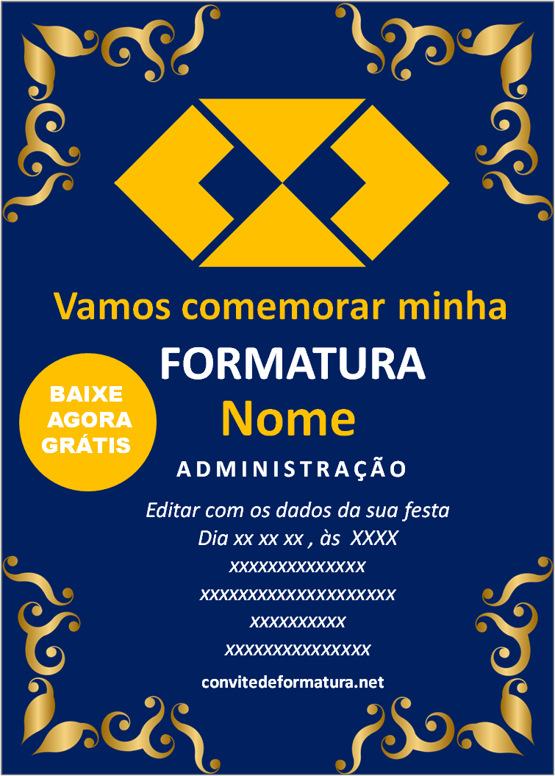 convite de formatura de Administração