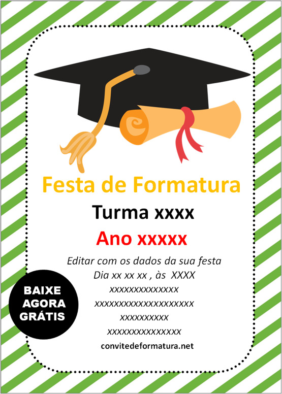 convite de formatura do ensino médio