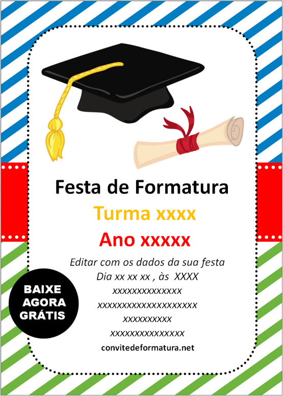 convite de formatura ensino medio para imprimir