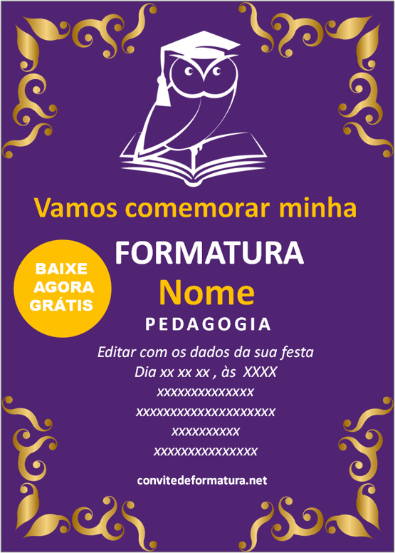 Convite de Formatura de Pedagogia