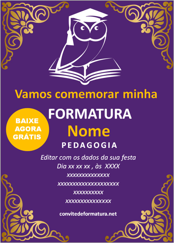 Convite de Formatura de Pedagogia